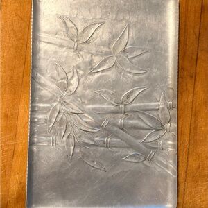 Embossed Aluminum Metal Tray with Bamboo Leaf Design